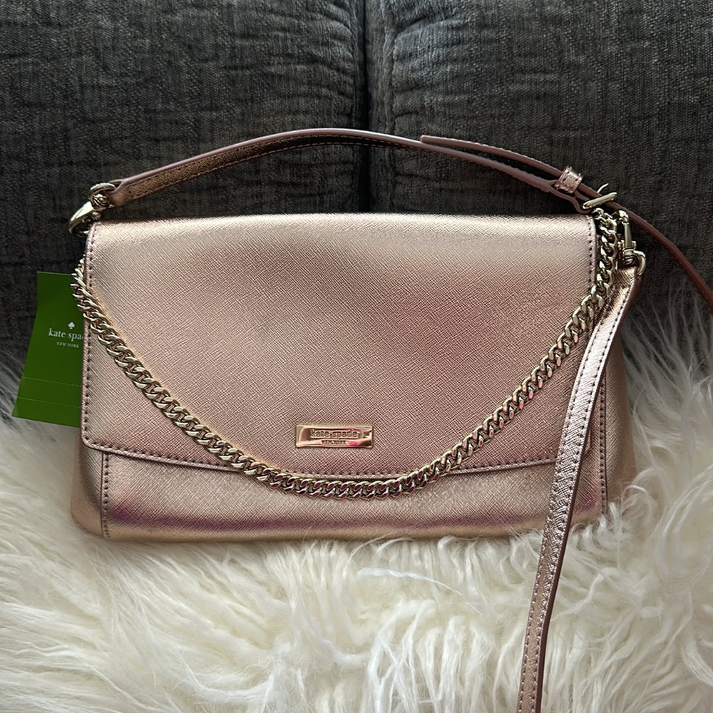 Kate Spade Cross Body Purse w/matching strap & short gold chain strap. Fun bag!